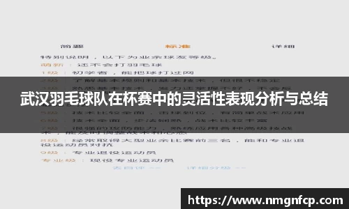 武汉羽毛球队在杯赛中的灵活性表现分析与总结